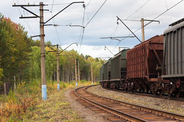 freight cars on the railway track