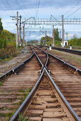 Fototapeta na wymiar railway switch in front of the station