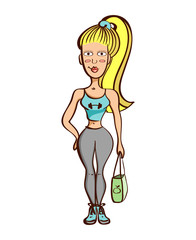 Cartoon Fitness Woman