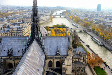 Panoramic view of the city of Paris as seen from Notre Dame cathedral