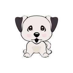 Vector Stock Illustration isolated Emoji character cartoon dog embarrassed, shy and blushes sticker emoticon