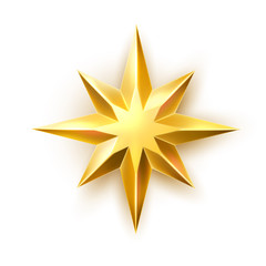 Vector christmas tree golden star realistic toy