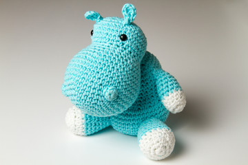 Cute hippopotamus doll - Light blue amigurumi