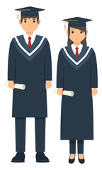 Male and female student posing after graduation ceremony