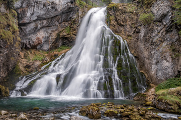 Fototapeta na wymiar Gollinger Waterfall near Salzburg, Golling Alps. Austria