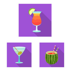 Vector illustration of drink and bar logo. Set of drink and party stock vector illustration.