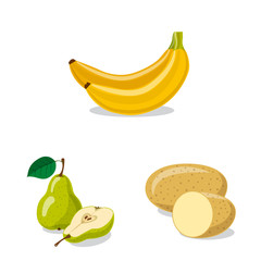 Vector design of vegetable and fruit logo. Set of vegetable and vegetarian stock symbol for web.