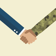 Handshake businessman and soldier
