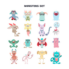 Collection of funny colorful imaginary monsters