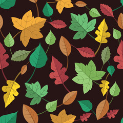 Seamless pattern of lovely colorful autumn leaves