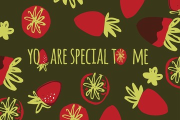 Strawberry hand drawn color illustration for your design: bags, t-shirts, wallpaper