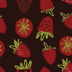 Strawberry hand drawn color illustration for your design: bags, t-shirts, wallpaper