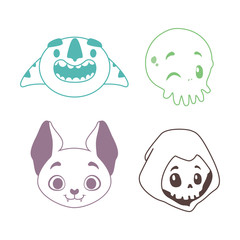 Line decals of Halloween characters