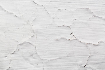 Old vintage cracked white painted wall texture pattern. Grungy wall background.
