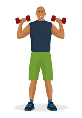 Man doing workout using dumbbell