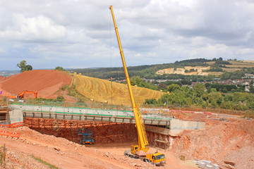 Crane working on a bridge construction