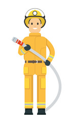 Fire Fighter on duty holding a hose