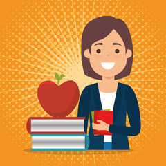 young woman student with education supplies