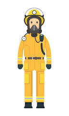 Fire Fighter on duty wearing a mask