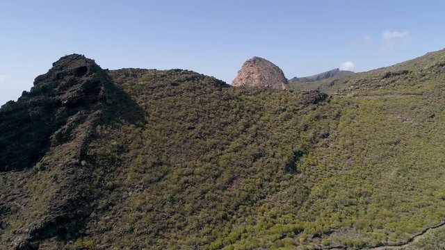 Aerial - Flyover rocky landscape in Western coast of Tenerife