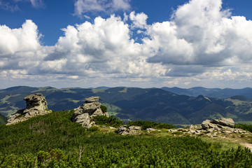 Fototapeta na wymiar Mountain landscape with rocks on summer sunny day