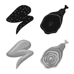 Vector illustration of meat and ham icon. Collection of meat and cooking vector icon for stock.
