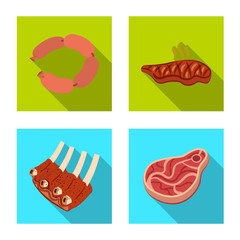 Vector design of meat and ham logo. Set of meat and cooking stock vector illustration.