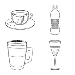Vector illustration of drink and bar symbol. Collection of drink and party vector icon for stock.