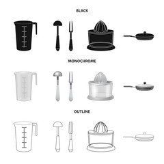 Vector illustration of kitchen and cook icon. Set of kitchen and appliance vector icon for stock.