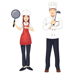 Male and female chef at the restaurant