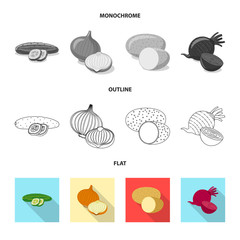 Isolated object of vegetable and fruit symbol. Collection of vegetable and vegetarian stock symbol for web.