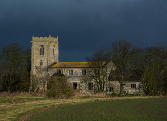 Fototapeta na wymiar Country Church with Storm sky