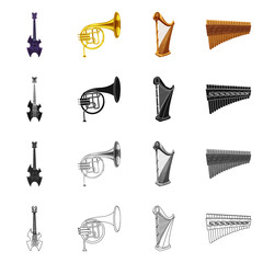 Vector illustration of music and tune sign. Collection of music and tool stock symbol for web.