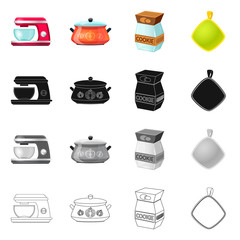 Isolated object of kitchen and cook icon. Set of kitchen and appliance vector icon for stock.