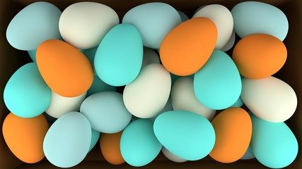 Colorful pastel easter eggs, minimalism, 3d  illustration.