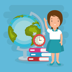 little girl with school supplies