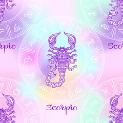 Seamless pattern with zodiac sign