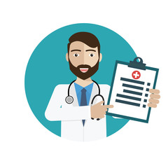 Doctor showing diagnoses medical health vector illustration.