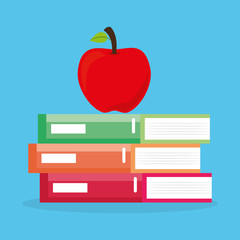 pile books with apple