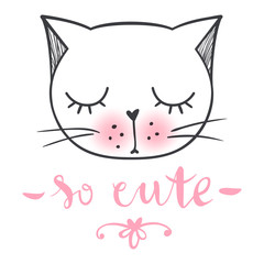 Vector cute fashion cat. Stylish kitten. Doodle Kitty.