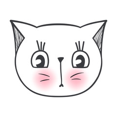Vector cute fashion cat. Stylish kitten. Doodle Kitty.