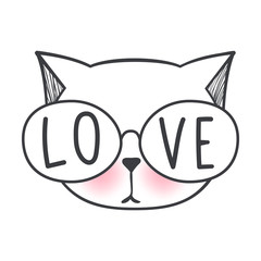 Vector cute fashion cat. Stylish kitten. Doodle Kitty.