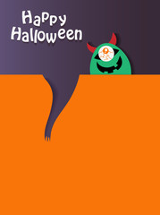 Happy Halloween, poster template. Funny Monster Vector illustration.