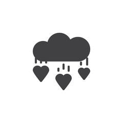 Fototapeta na wymiar Heart rain vector icon. filled flat sign for mobile concept and web design. Cloud and heart rain drops simple solid icon. Symbol, logo illustration. Pixel perfect vector graphics