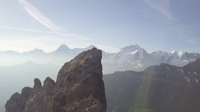 Flight along the Lobh &part;rner with Eiger, M &part;nch and Jungfrau in the background.