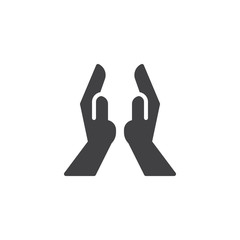 Praying hands vector icon. filled flat sign for mobile concept and web design. Applause solid icon. Symbol, logo illustration. Pixel perfect vector graphics