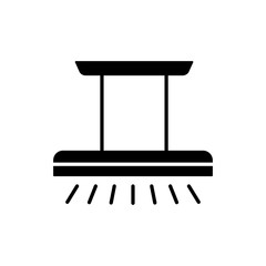 Vector illustration of modern island ceiling lamp. Flat icon of suspended linear light. Home & office lighting. Isolated on white background.