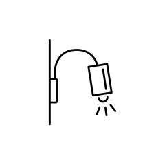 Vector illustration of modern wall lamp. Line icon of rectangular downlight sconce. Home & office lighting. Isolated on white background.