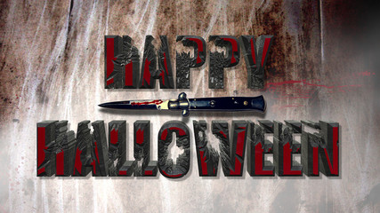Obraz premium Happy Halloween Scary Bloody Text Effect