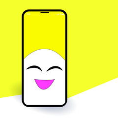 smile on the smartphone screen, vector